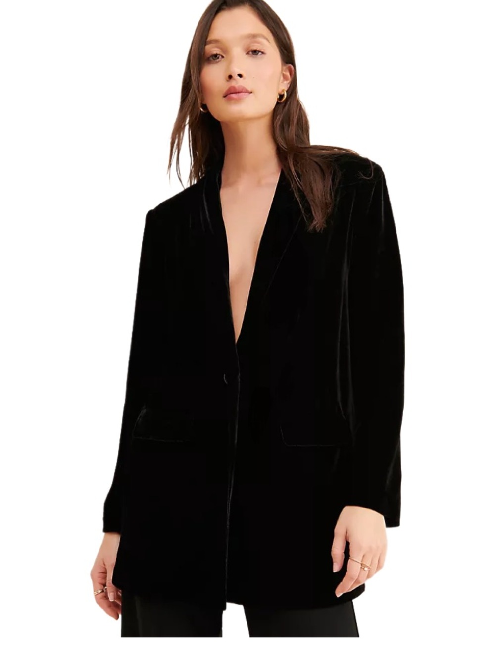 Black Velvet Women's Blazer Jacket - Classic Single-Button size 18
